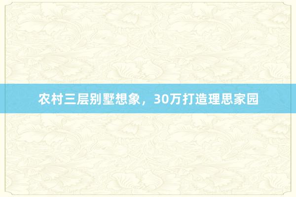 农村三层别墅想象，30万打造理思家园